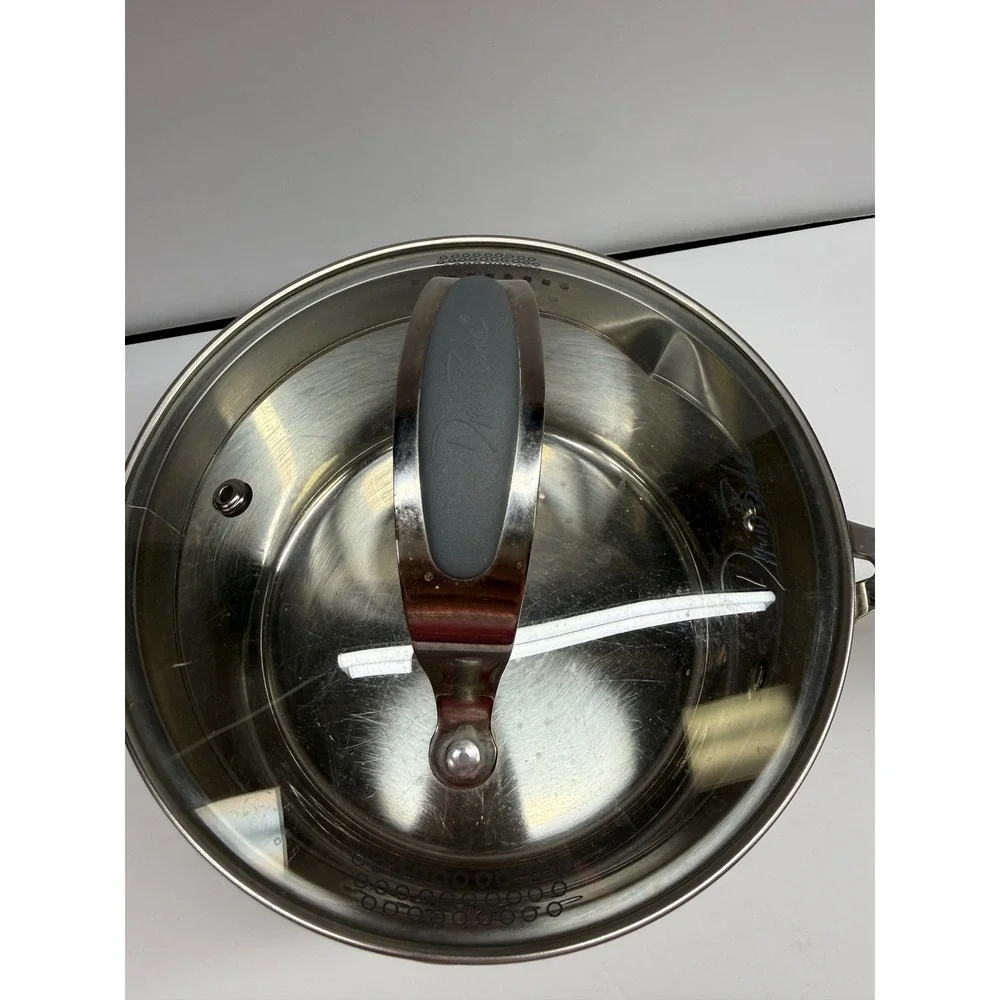 David Burke 2.5 Quart Stainless Steel Saucepan with Straining Lid and Pour Spout
